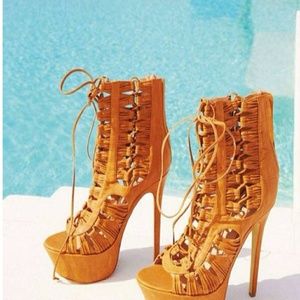 Bebe Aldea knotted Open booties in Brown